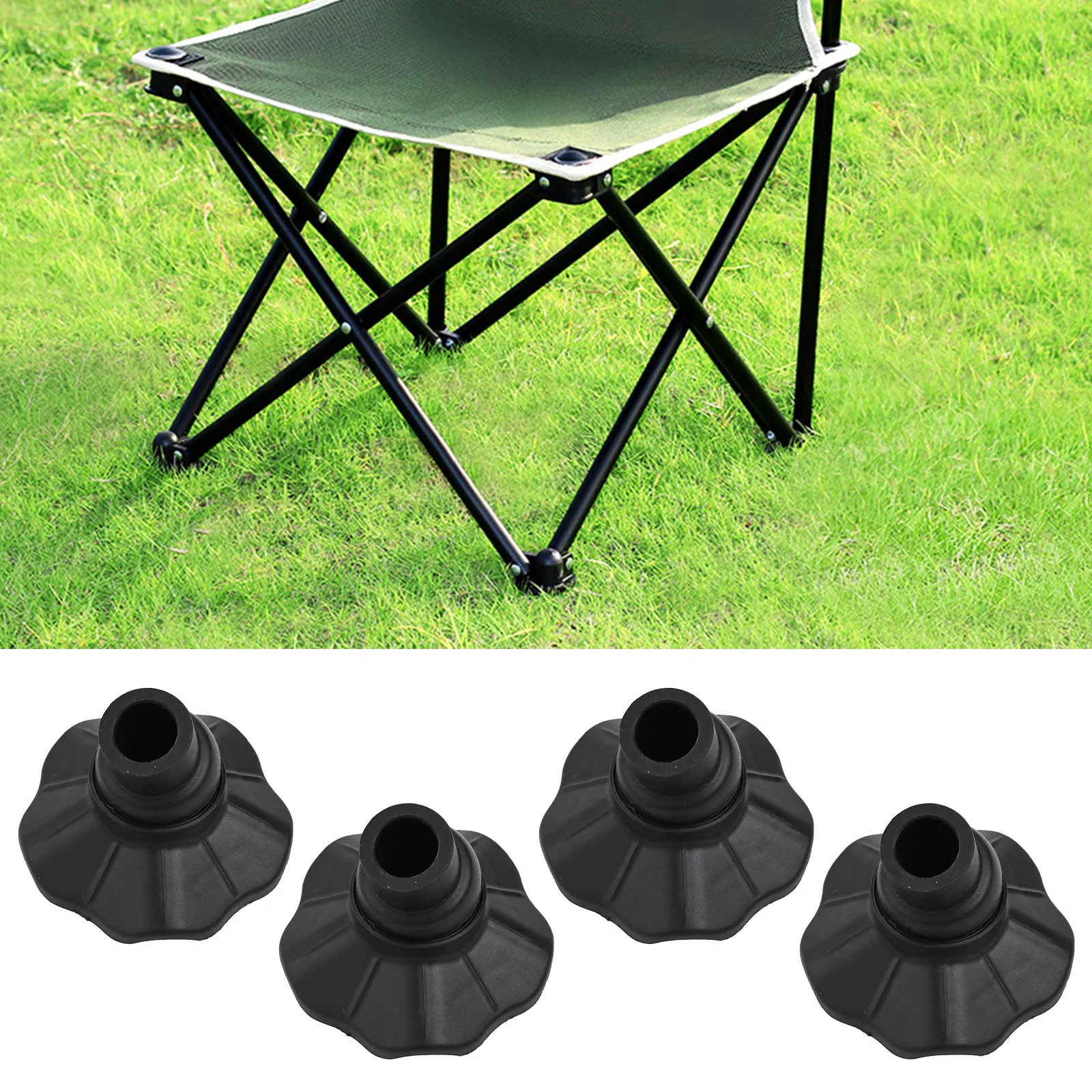 Coussinets de pieds pour chaise de Camping en plein air, 4 pièces, tapis de jambe de chaise, résistant à l'usure, antidérapant, en plastique, couvre-piège Anti-réglable, béquille