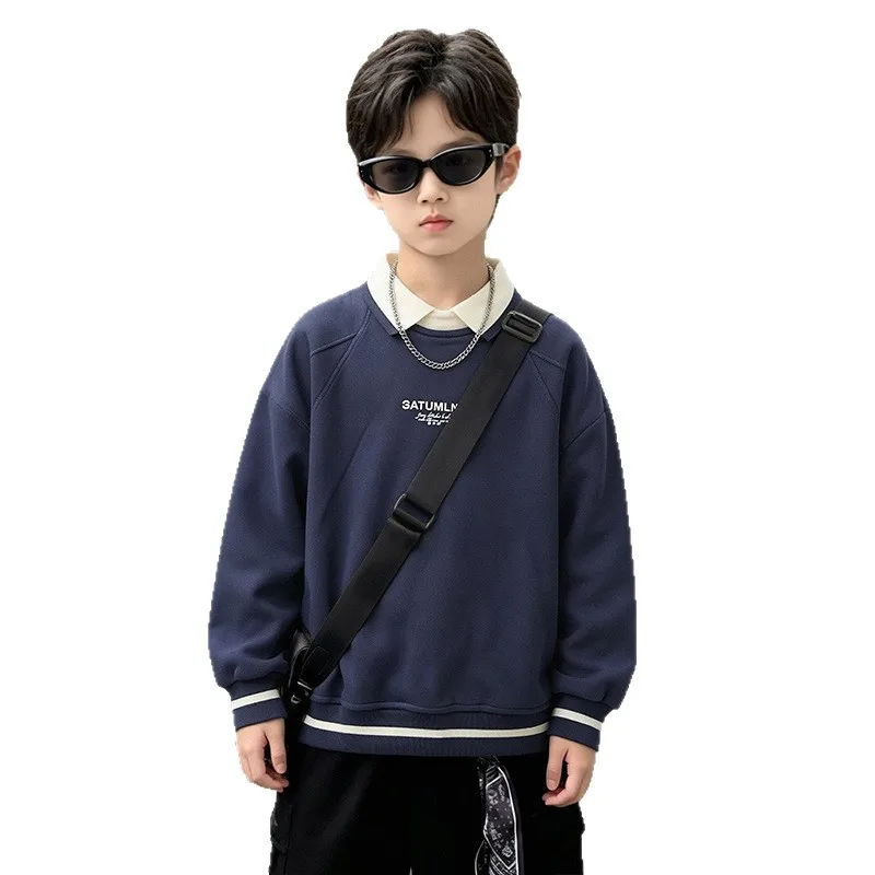 RAISE Kinder Jungen Sweatshirt 2026 Herbst 1-14 Jahre Kinder Jungen Kontrast-Hoodies Polokragen Junior Jungen Einfache Pullover Teenager-Oberteil – Detail 5