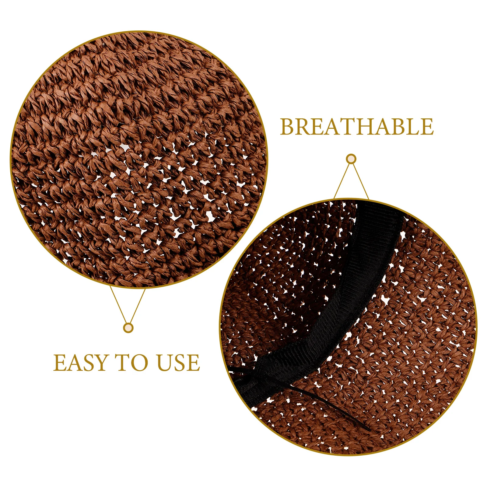 

Straw Sun Hat for Women Lightweight Breathable Braided Beach Hat UV Protection Foldable Bucket Hats Brown Small Brim Fashionable