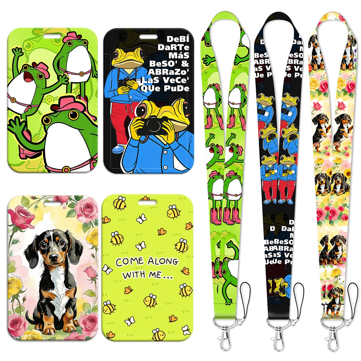Cool Cowboy Frog Lanyards Neck Strap Flower Dachshund Mobile Phone Rope Credit Card Cover Card Sleeve Fashion Accessories Gifts