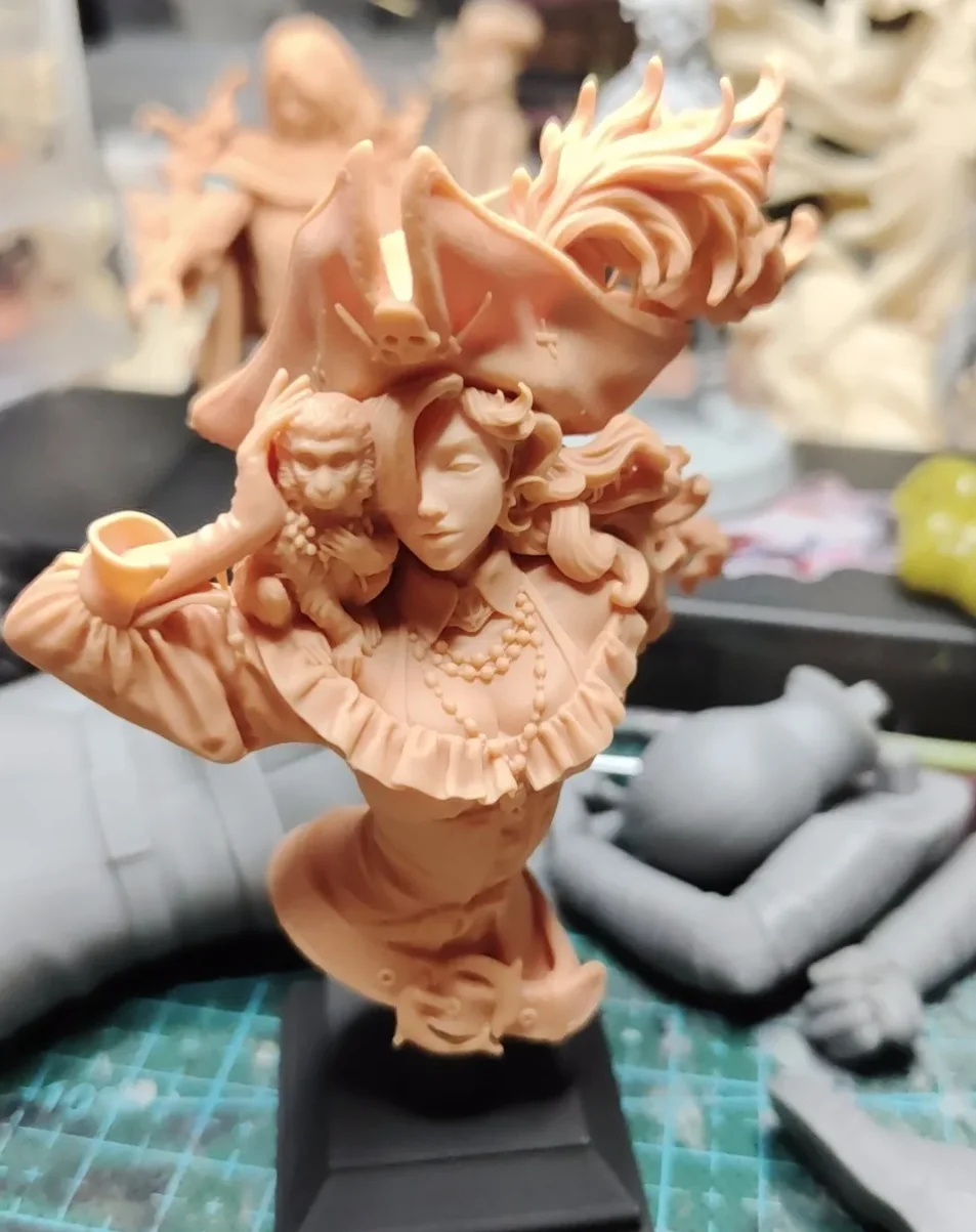 1PC 10cm/14cm Female Pirate Bust Model 3D Printed Resin Blank Statue Sculpture DIY Coloring Self-assembly Models Figurines view 5