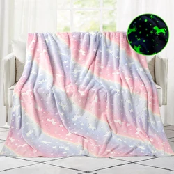 1pc Luminous Blanket Flannel Cartoon Pattern Office, Children's Nap Blanket Comfortable And Soft