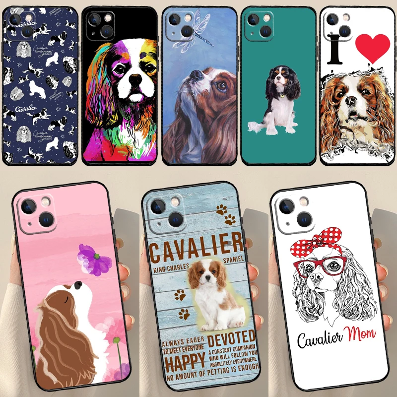 Cavalier King Charles Spaniel Dog Case For iPhone 16 13 12 11 14 15 Pro Max Plus X XR XS Max 12 Mini Cover Coque