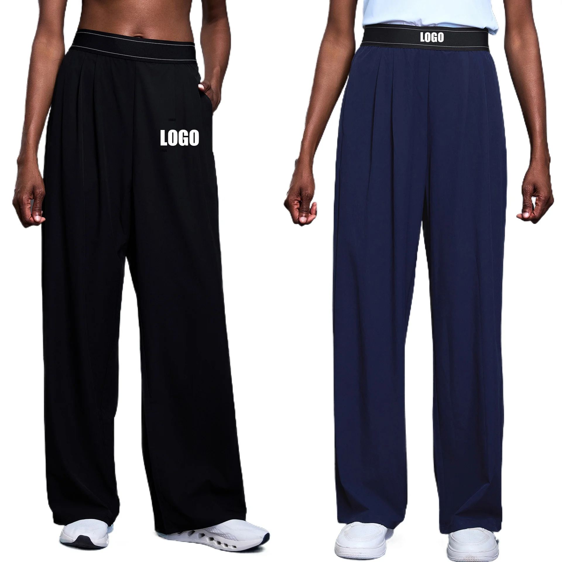 Customized LOGO women's autumn new casual and thin drape wide-leg pants loose and breathable straight sports trousers