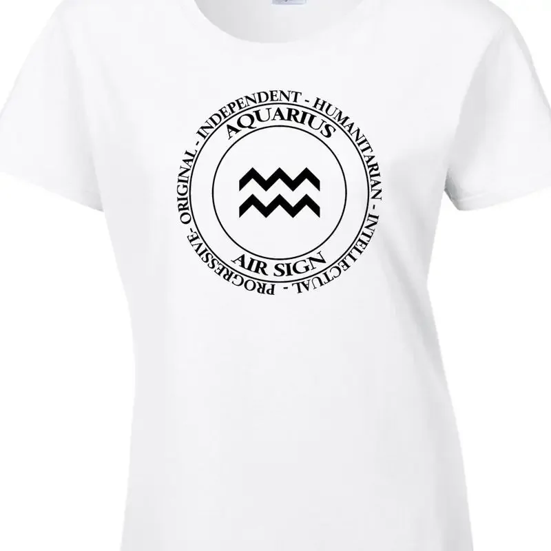 Aquarius Ladies T Shirt Zodiac Astrology Air Star Sign Stars Birthday Idea