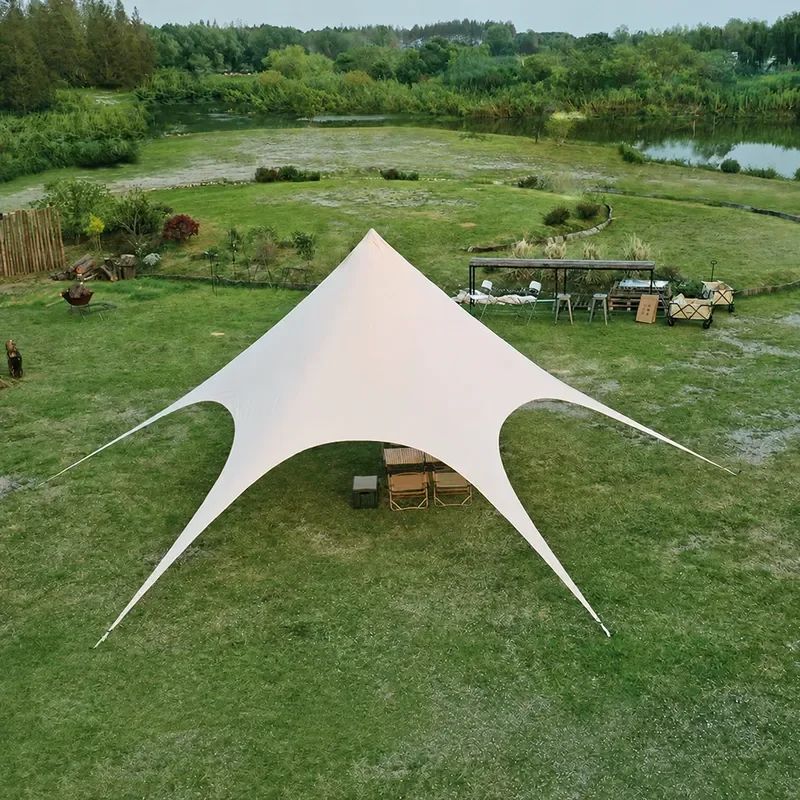 Outdoor Camping Oversized Canopy Tent Three Humps Activity Shelter Rain Protection Sun Shade Pergola for Beach Garden Party