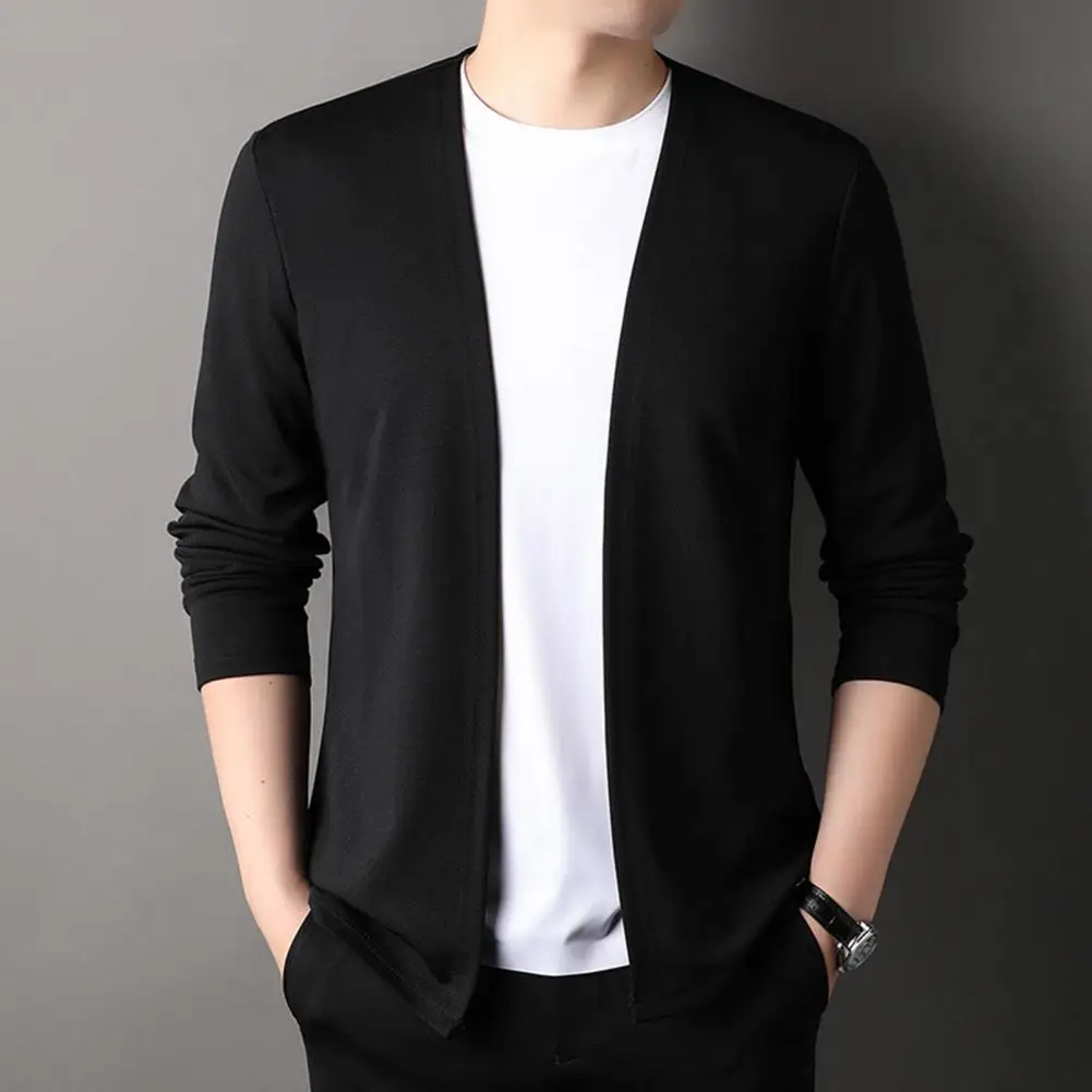 Men Knitted Cardigan Elegant Open Front Formal Business or Casual Wear in Spring Fall Men Sweater Cardigan All-match Men Jacket