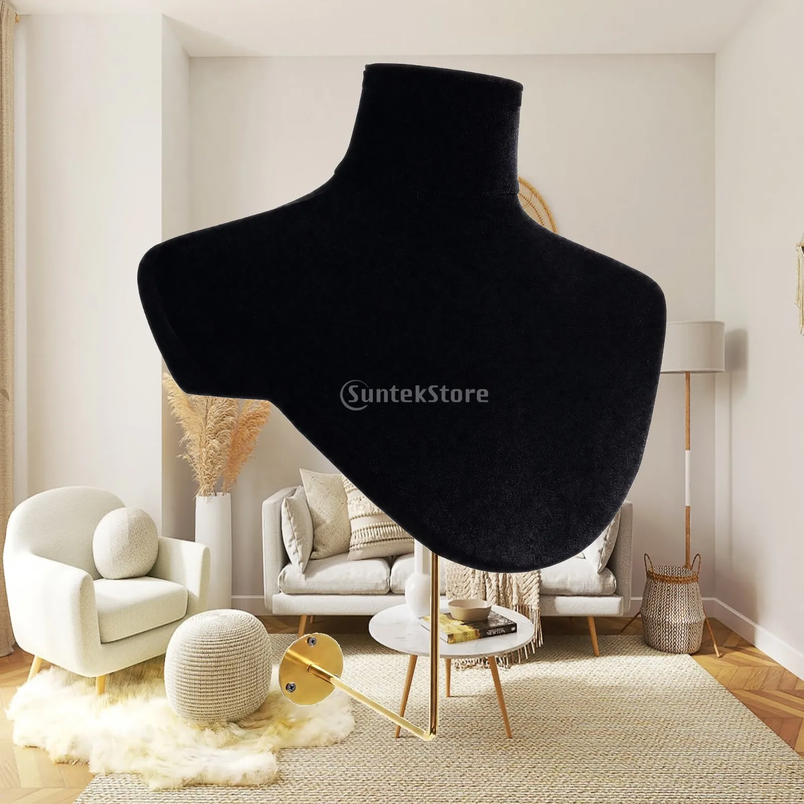 Jewelry Display Stand Wall Mounted Bust Rack with Hanging Hook for Necklace Storage and Accessory Showcase