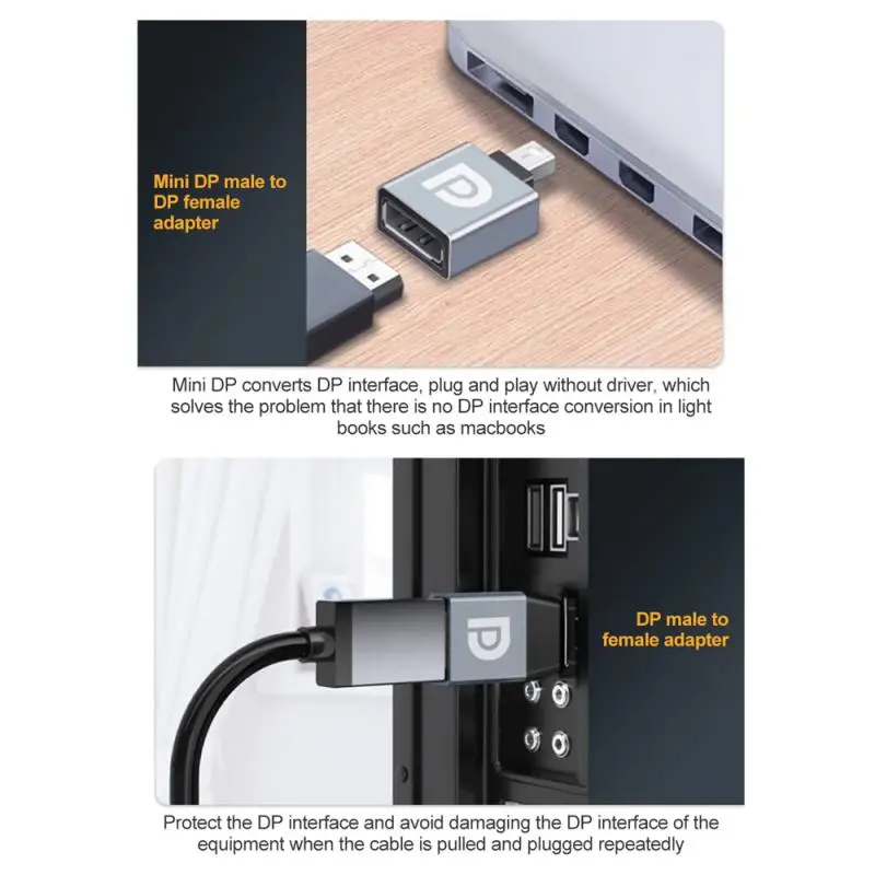 Adaptador Mini Display Port compatível com HDMI, conversor, fêmea para macho, laptop, monitor de computador, projetor, DP 1.4, 8K, 60Hz