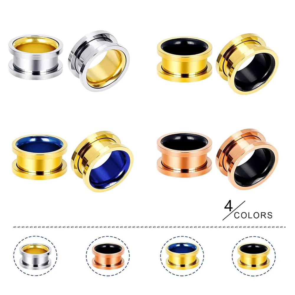Stainless Steel Double Flared Ear Gauges Tunnels Plugs Flesh Expander Earrings Body Piercing Jewelry Set for Women Men 2G-13/16