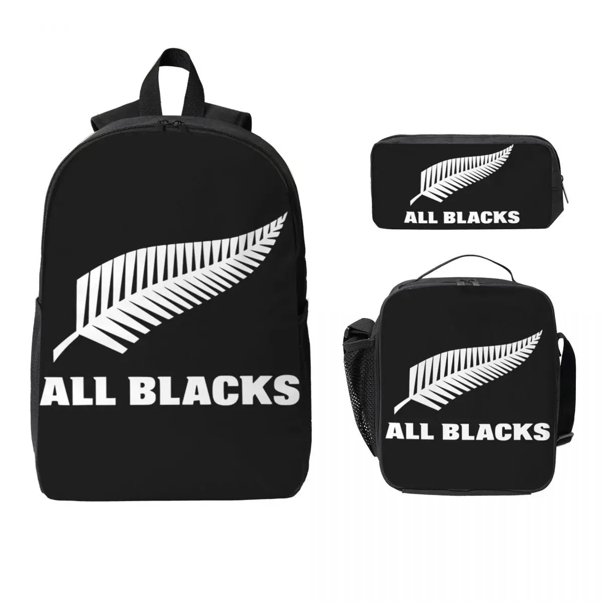 

All Blacks Кепка для регби Осенне-зимний рюкзак для мальчиков и девочек Сумка для книг Школьная сумка Сумки на плечо 3 шт. Изолированная сумка для обеда Пенал