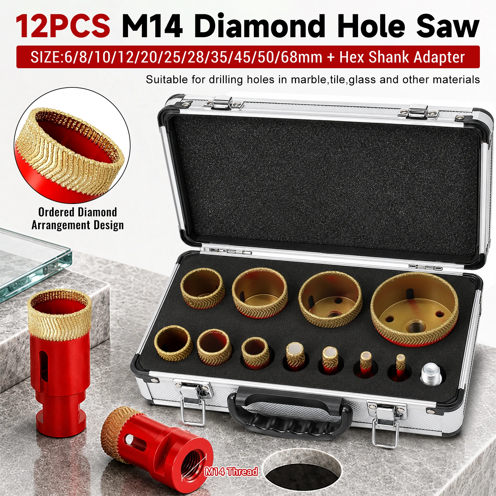 jeu-de-scies-cloches-diamantees-m14-5-12-pieces-6-68-mm-avec-adaptateur-hexagonal-pour-marbre-carrelage-verre-granit-ceramique-quartzite-pour-des-bords-nettoyes-qualite-superieure