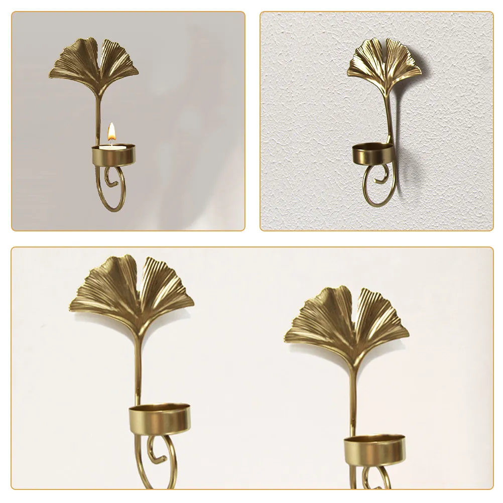 4Pcs Wall Mounted Leaf Holder Iron Wall Sconce Decorative Tea Light Stand for Living Room Bedroom Wedding Home Decor