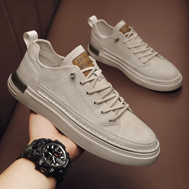 Fashion Casual Leather Shoes for Men Black Shoes Brand White Male Sneakers Office Work Shoes for Men\'s Platform Casual Shoe