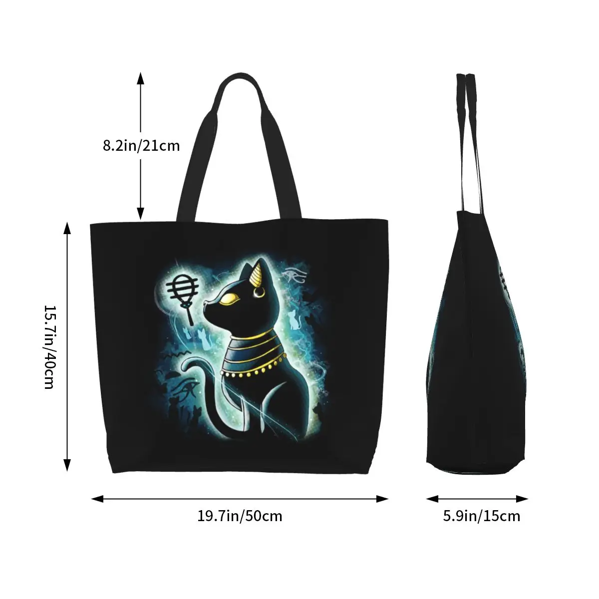 Moda Bastet dea egiziana Shopping Tote Bags riciclaggio antico Egpyt Cat generi alimentari borsa Shopper a tracolla in tela