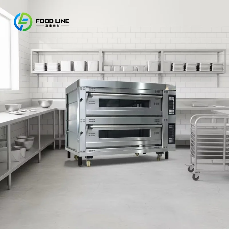 Customized Commercial Bakery Equipment Automatic Digital Portable 2 Deck 4 Trays Oven for Baking Bread and Pizza