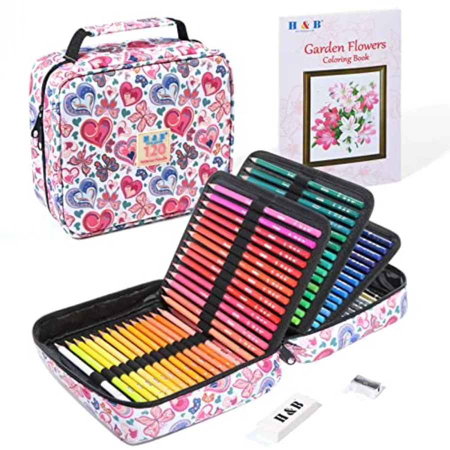 

120 Colored Soft-core Coloring Pencils Set, Coloring Book and Portable Storage Bag for Painting, Art Supplies Gift for Artists