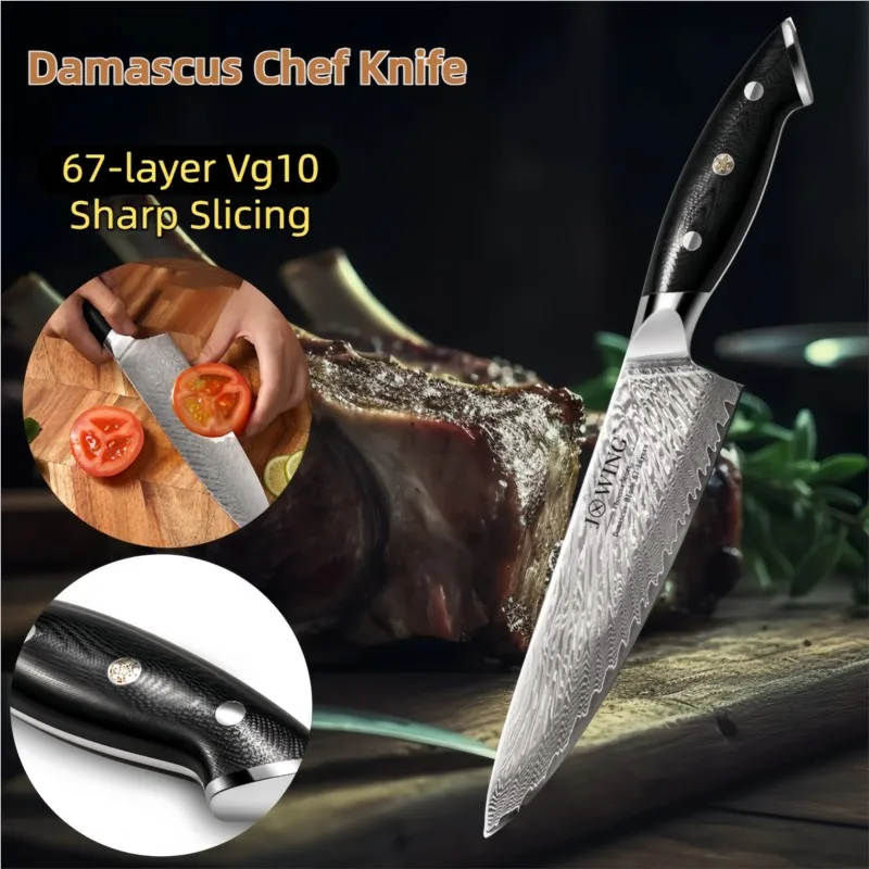 Damascus Chef Knife AUS-10 Steel 67-layer Vg10 Sharp Slicing Meat Knife Home Cooking Tools Fish Meat Cutting Cleaver Tool