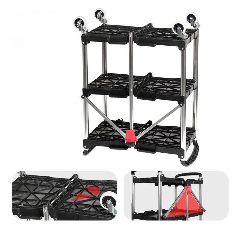 Foldable Outdoor Cart Factory Turnover Car, Household Storage Rack, Auto Repair Tool Storage, Film and Television Workbench