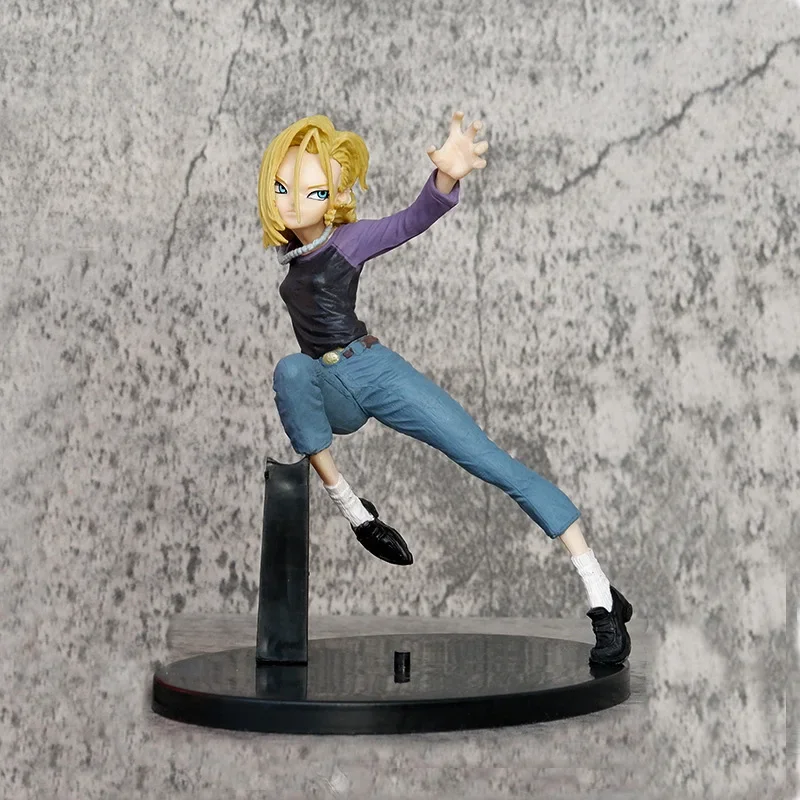 17.5cm Dragon Ball Anime Figure Android 18 Combat Status Statue Action Figures Doll Collection Birthday Model Doll Gift Toys