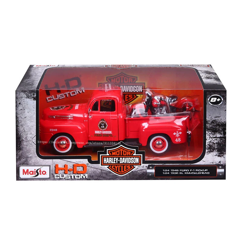 Maisto 1:24 Harley Davidson 1936 EL Knucklehead 1948 Ford F-1 Pickup die-cast precision Alloy car model classics collection gift