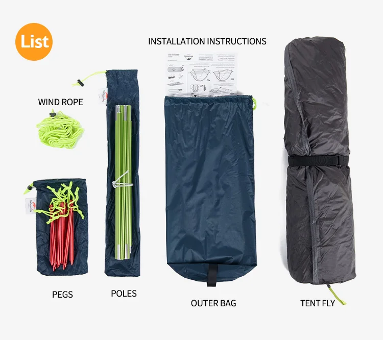 Naturehike Tagar Campingzelt, ultraleicht, 4000 mm, wasserdicht, Überdachungszelte, 1–2 Personen, schneller Aufbau, Outdoor-Rucksack, Fahrradzelt – Detail 3