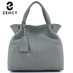 Zency miękka torebka z prawdziwej skóry damska torba na ramię moda Casual Design Shopper Crossbody duża torba typu Bucket Tote Bag