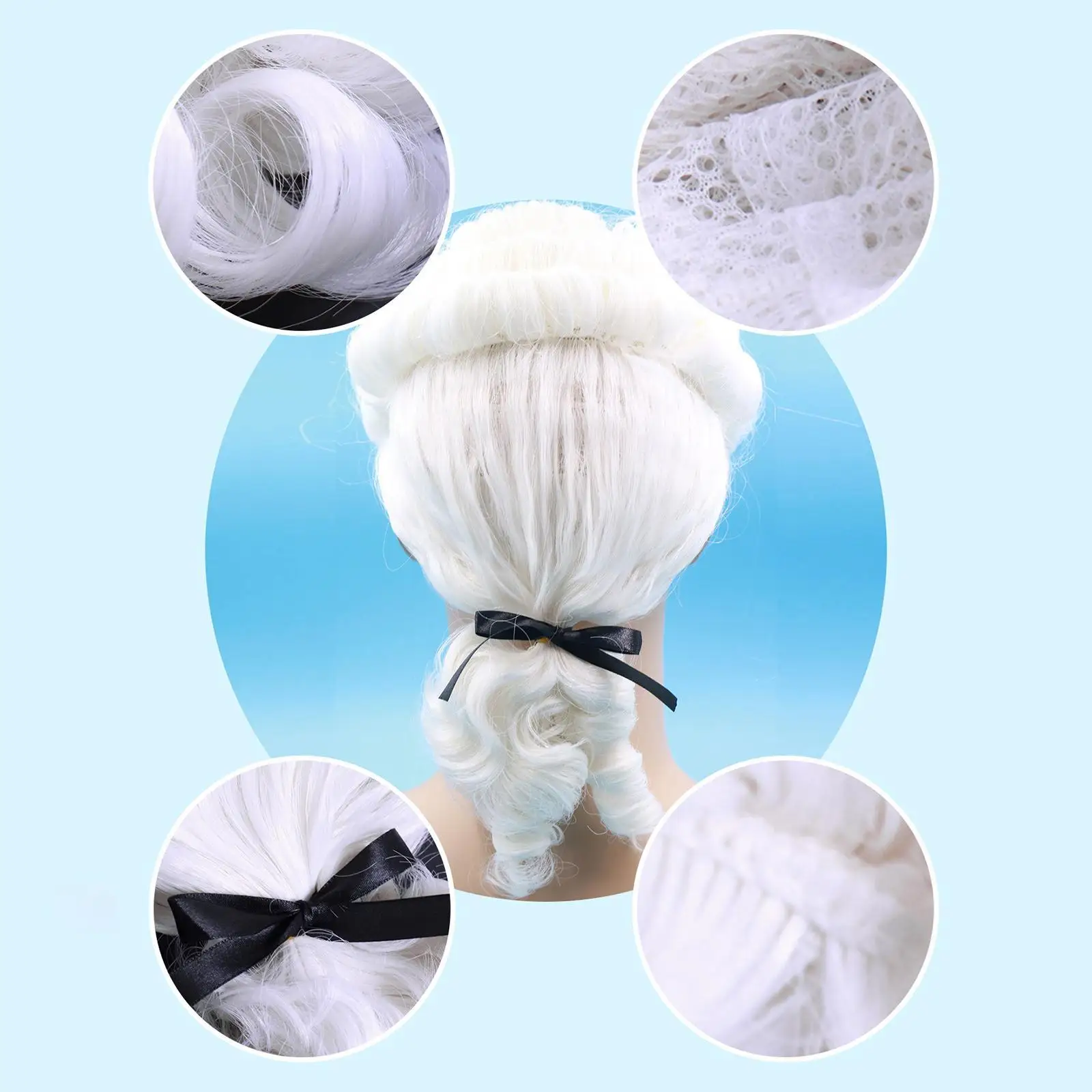 لوازم شعر مستعار استعماري للهالوين، إكسسوار زي للرجال، شعر مستعار للقاضي للحفلات، أداء المسرح، الاستخدام اليومي، حفلات الزفاف، الحفلات