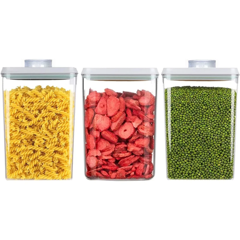 

Набор герметичных контейнеров для хранения пищевых продуктов с крышками, штабелируемыми, не содержащими BPA, 3 x 1,2 кварты для организации кухонной кладовой