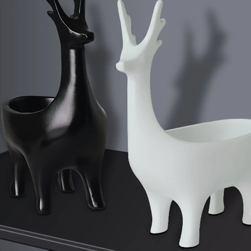 

1Pcs Deer Design Resin Key Storage Box Creative Craft White Size M European Style Decorative Organizer Creative Resin Crafts