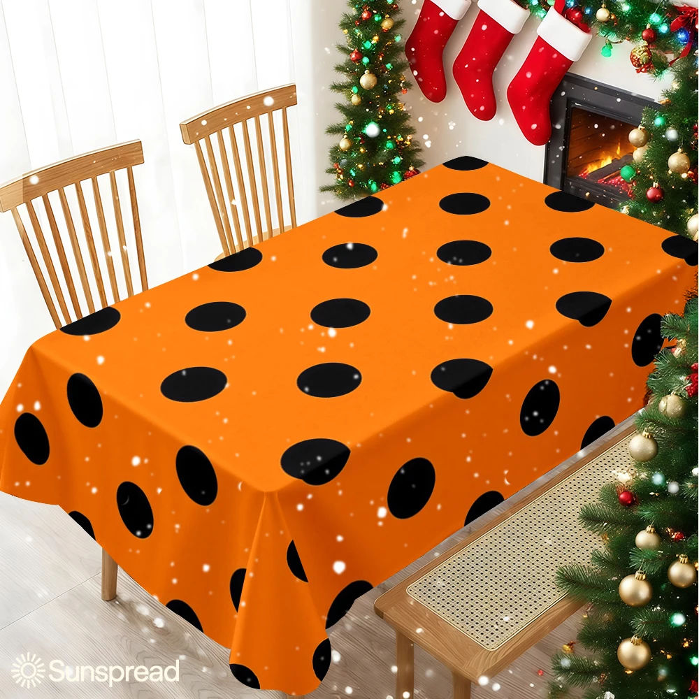 Orange Polka Dot Classic Table Cloth Waterproof Tablecloth Spill Proof Table Cloth, Wipe Clean Table Cloth for Dining Camping