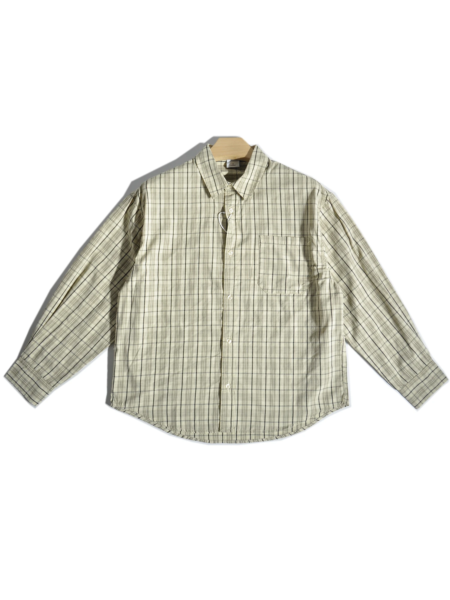 

Spring Summer Thin American Sle Loose Fit Long Sve irt Retro Artistic Hong Kong Sle Plaid Casual irt Cotton Polyes...