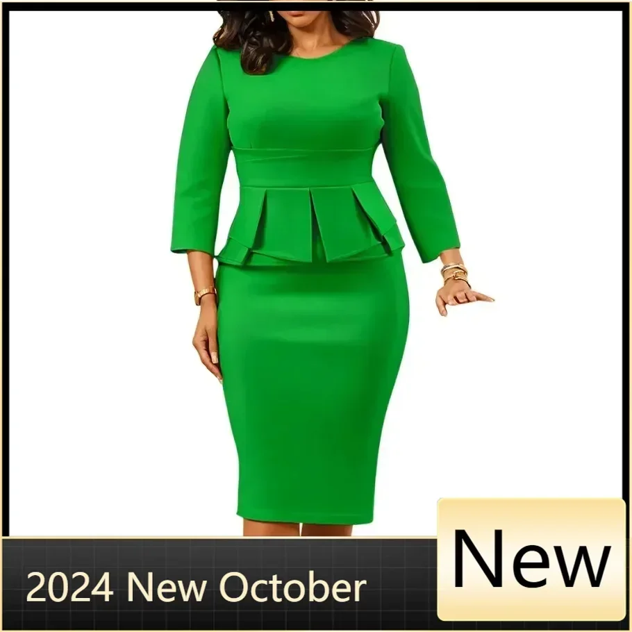 

Africa Dress for Women for Evening Party Autumn Fashion 3/4 Sleeve Polyester Bodycon Dress Outfits Dashiki Africa Clothing