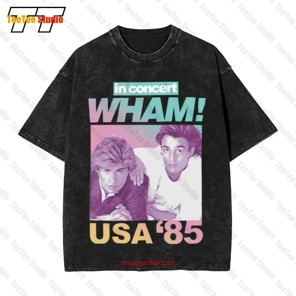 Wham In Concert Usa Tour '85 Men'S Vintage Oversized T-Shirt George Michael Andrew Ridgeley 80S 8JQ6