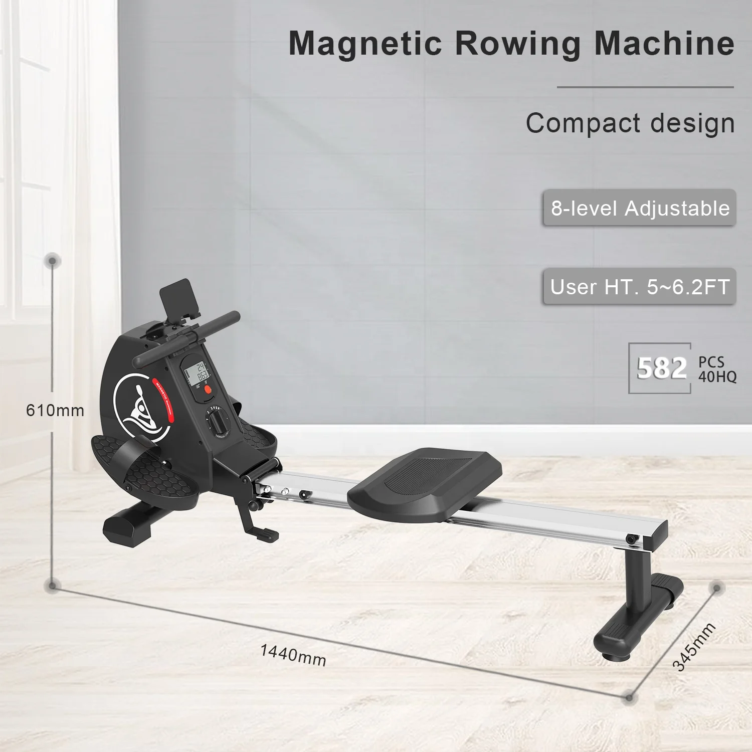 Cardio Training Exercise Commercial Rowing Machine Magnetic Resistance for Home Gym Use