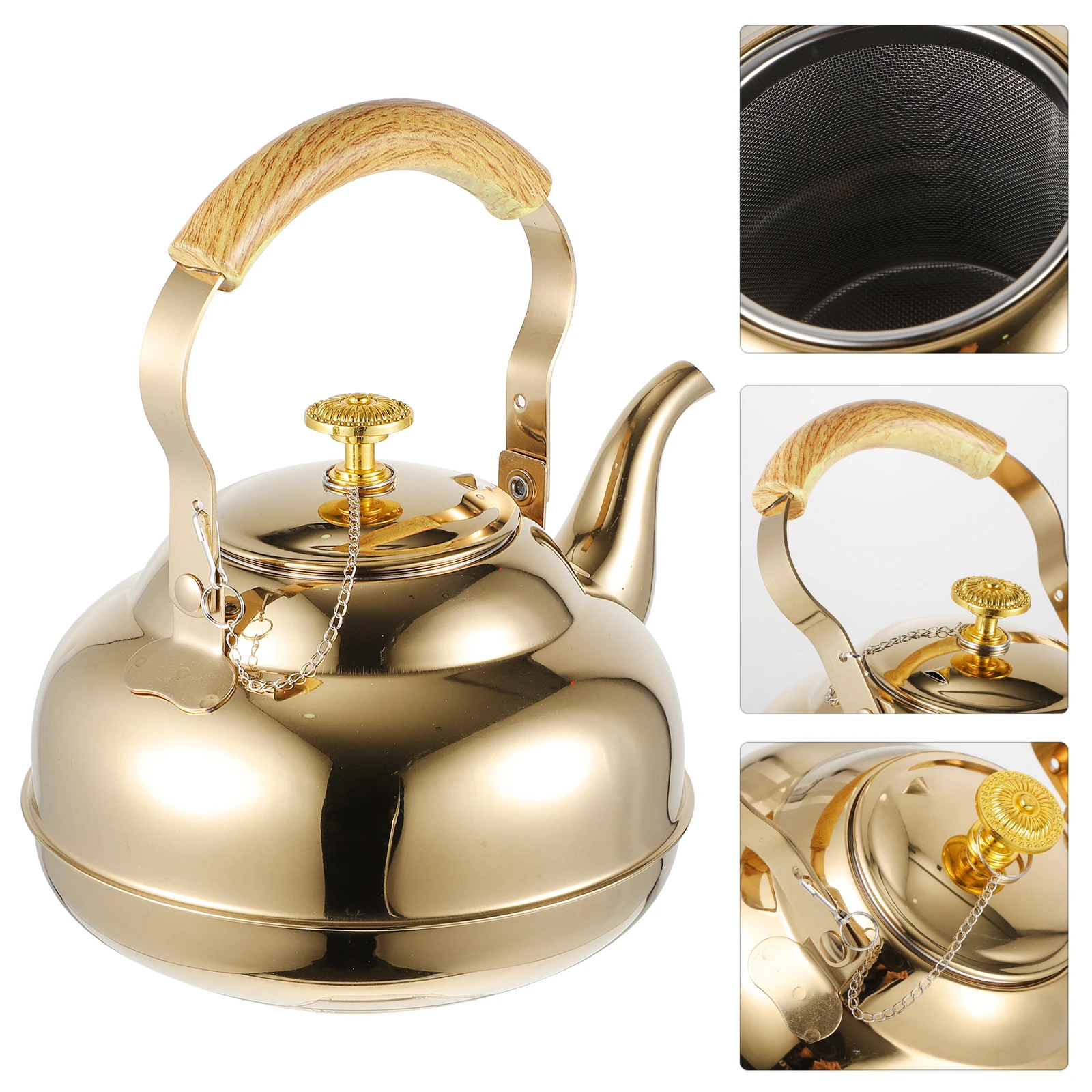 

1pc Teapot Home Kitchen Rustproof Watertight Easy Clean Comfortable Handle Family Use Reliable Tea Kettle Modern Design