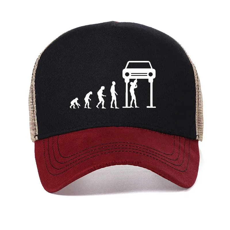 Casquette de baseball Car Mechanic Evolution pour hommes, décontractée, réglable, en filet respirant, type trucker.