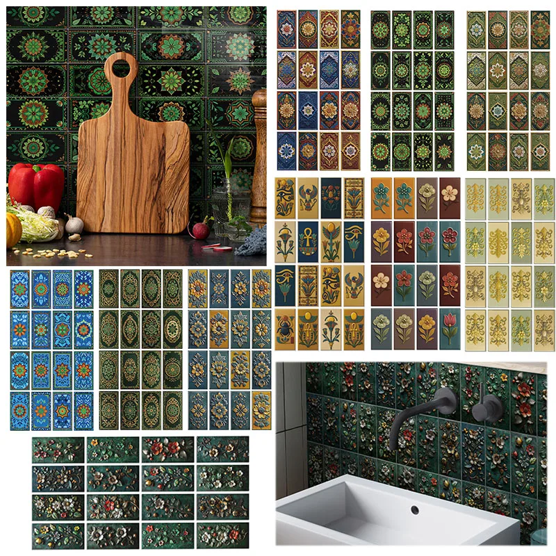 16Pcs/set Wallpaper Peel And Stick Self-Adhesive Wall Tile Stickers Decoration Smooth Surfaces in Kitchen Bathroom Living Room