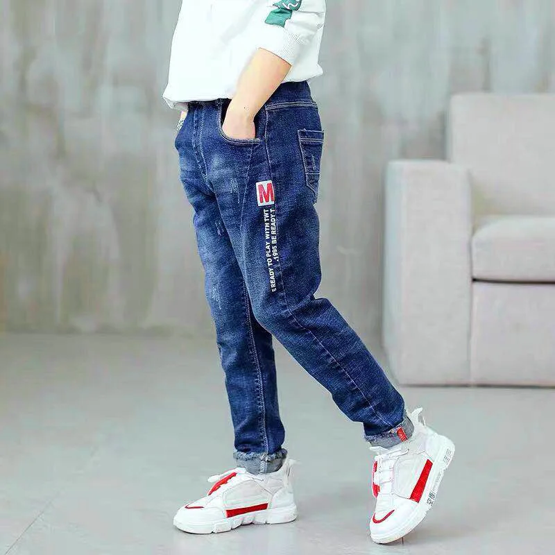 3-12 Years Spring Autumn Teenger Boys Jeans Slim Fit Style Casual Long Trousers For Kids Handsome Children Birthday Present