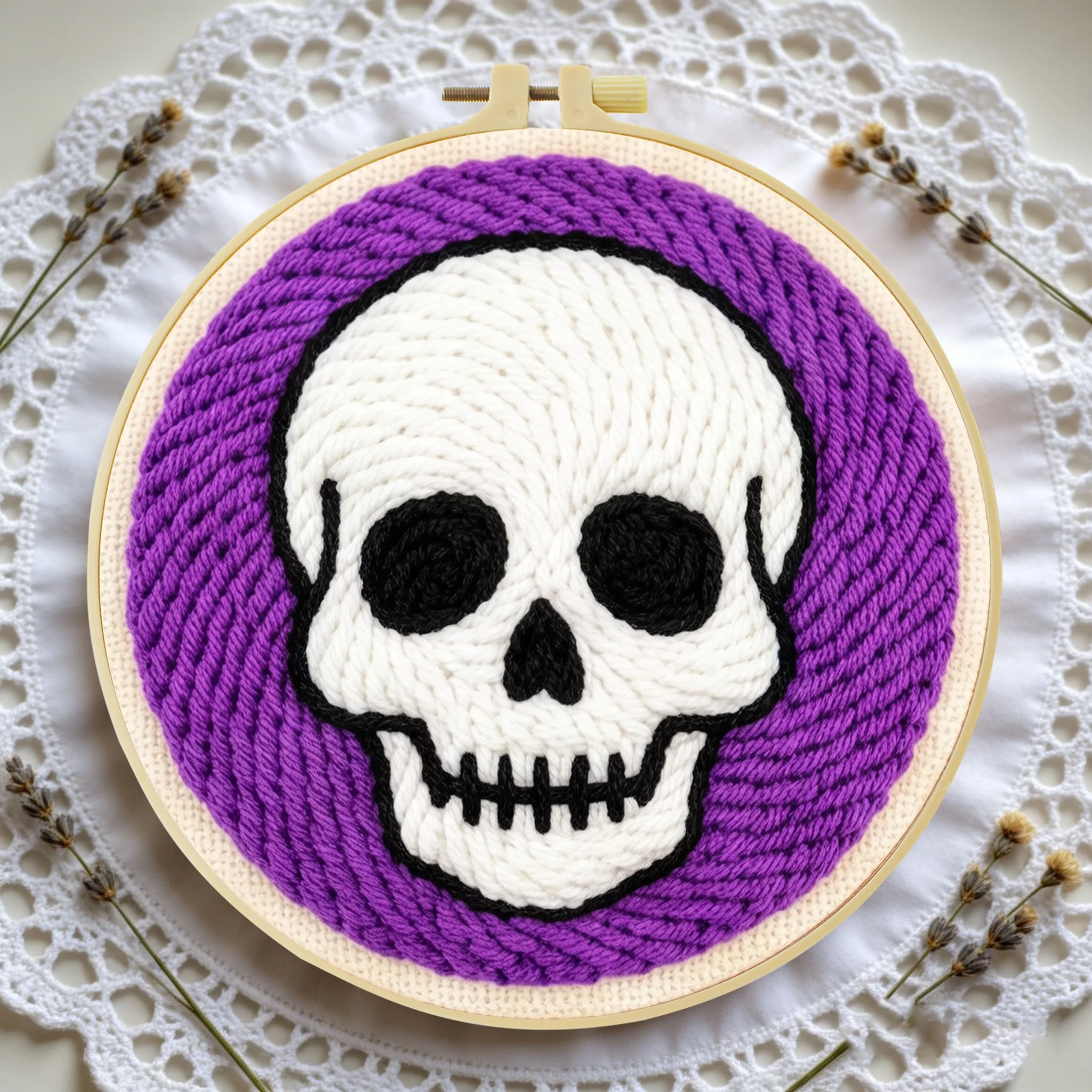 Halloween-Themen-Punch-Needle-Set 20x20cm 1 Stück Gruseliger Kürbis-Geist Stickerei-Set DIY-Bastelset für Heimdekoration und Süßes oder Saures Party – Detail 4