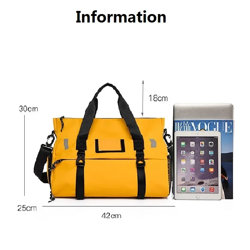 Sports Bag For Women Gym Bag Dry Wet Swim Bags Large Waterproof Nylon Yoga Mat Bag with Shoe Compartent Light Weekend Travel Bag