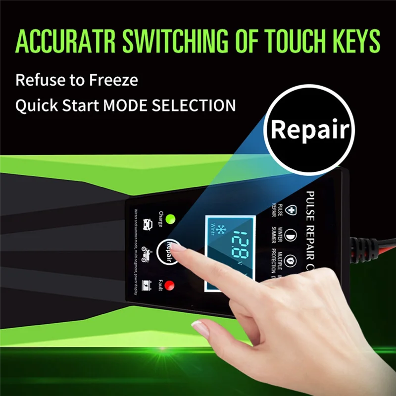 

AB56-12V 10A Full Automatic Battery-Chargers Digital LCD Display Car Battery Chargers Power Puls Repair Chargers EU Plug Replace