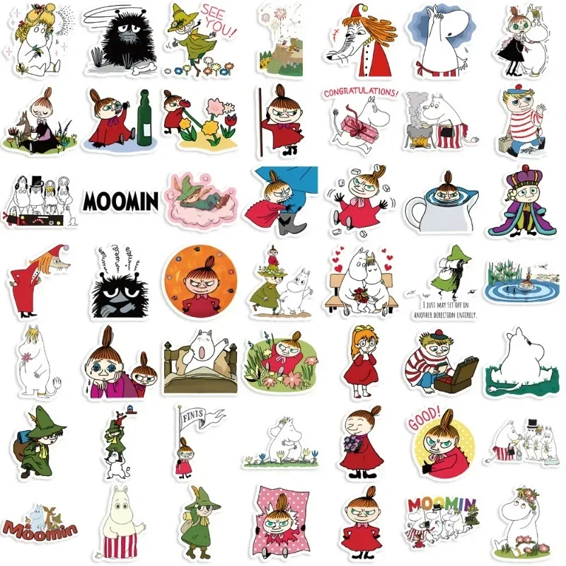 50pcs Moomin Valley Cartoon Stickers Suitcase Water Cup Stationery Mobile Phone Car Laptop Refrigerator Decorative Stickers