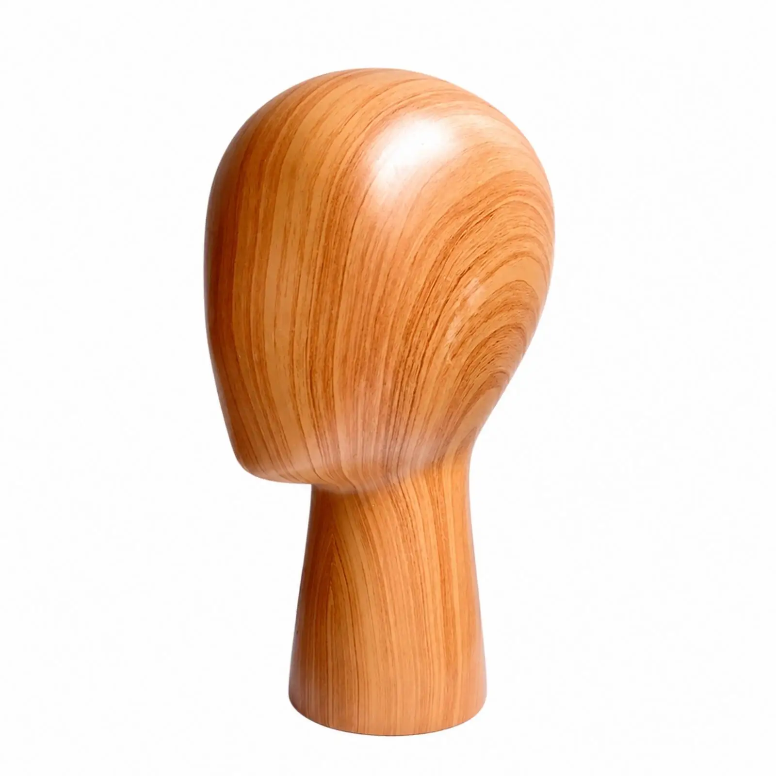 Freestanding Head Mannequin Wood-Grain Finish Faceless Head Mannequin Stable for Boutiques, Retail Counters, Home Organization