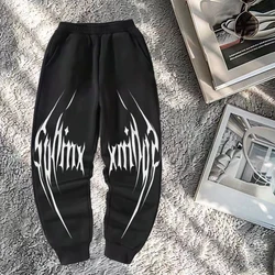 Men's Pure Cotton Trousers Gym Y2k Retro Printing Pattern Loose Casual Jogging Leggings With Loose Versatile Drawstring Trousers