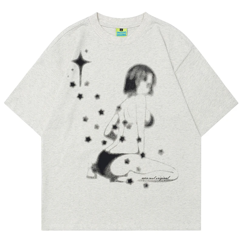 

Summer Mens Short Sleeve Tshirts Hip Hop Starry Woman Graphic Oversized T-Shirts Streetwear Harajuku Casual Soft Cotton Top Tees