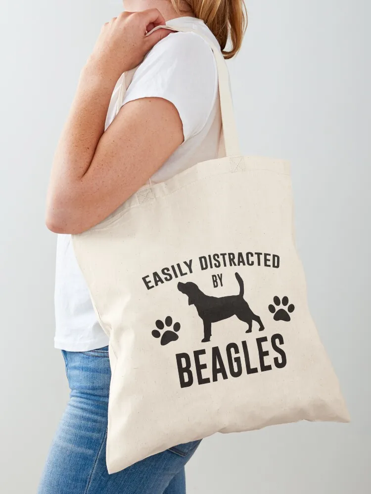

Easily Distracted by Beagles - Cool Design Gift Idea For Beagle Lovers Tote Bag Beach bag cute pouch bag