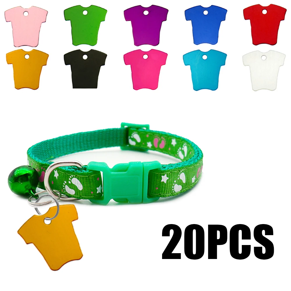 Wholesale 20PCS Metal Tag Pet Identity ID Logo Outdoor Anti-loss Pendant Collar Accessories Clothes Shape Personalized