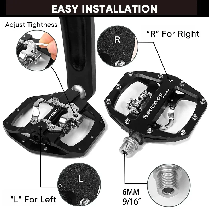 BUCKLOS PD-M680 Bicycle Pedals Bearings 9/16\