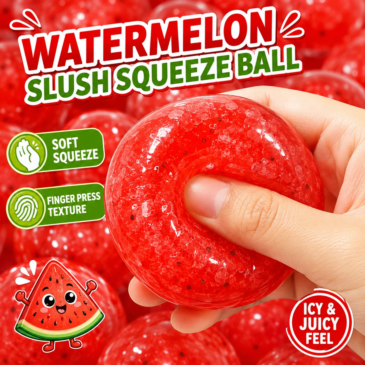 Watermelon Slush Squeeze Ball 6cm Soft Crunchy Stress Relief Sensory Fidget Toy for Adults Teens Desk Gift
